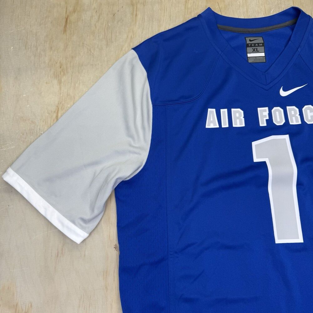 NEW XL Air Force Falcons Nike #1 Football Game Jersey PRINTED Blue Gray - Picture 4 of 12